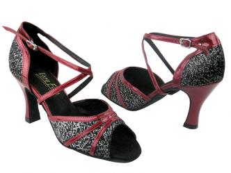 Dance shoes ladies black flower / red patent   